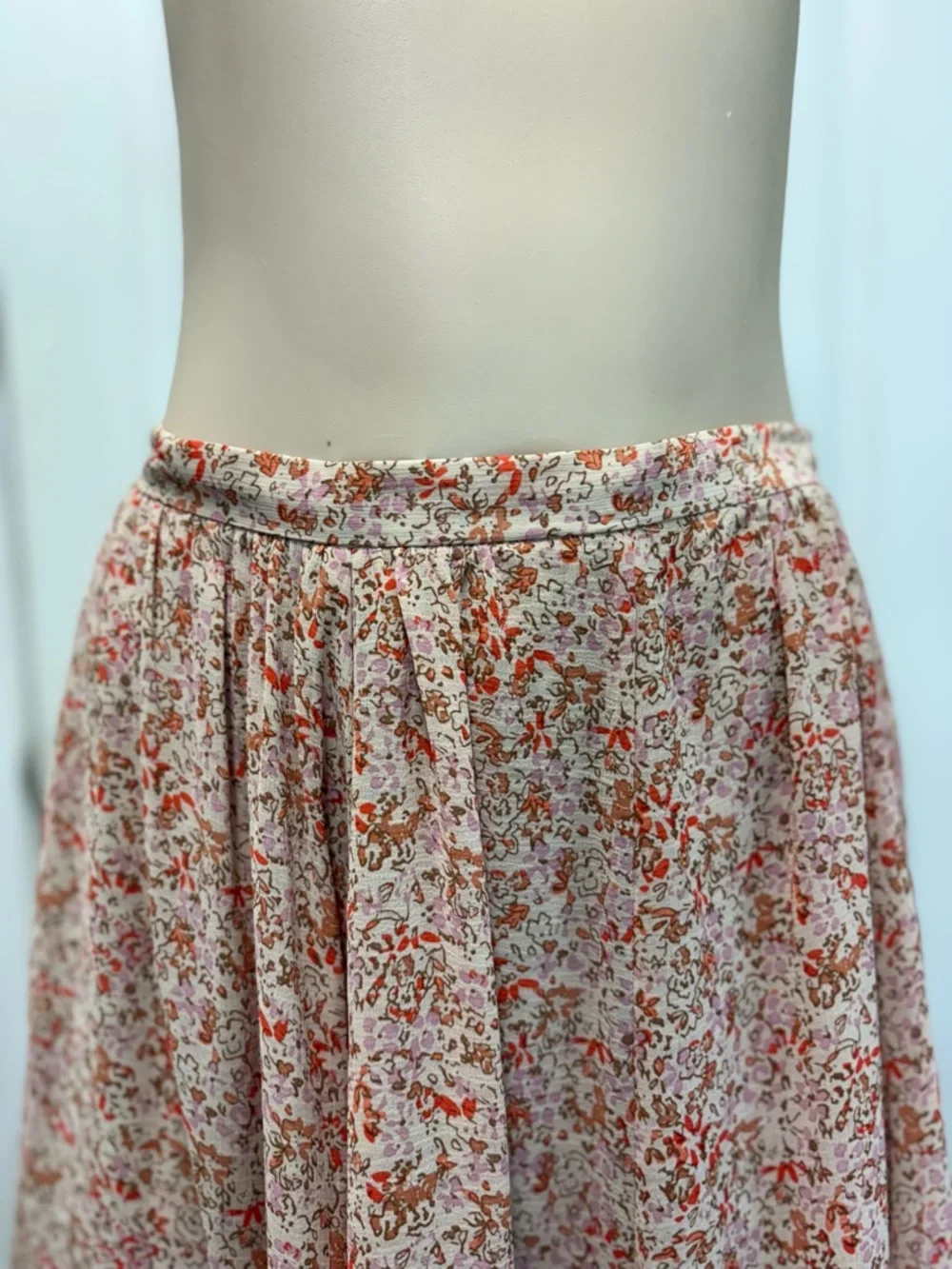 Free People Zuma Drippy Floral Handkerchief Ruffle Midi Skirt Size 6 Boho Prarie